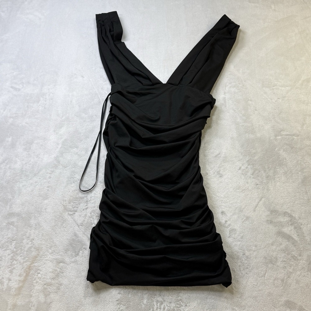 That's So Fetch Trixie Dress Black Ruched Mini Bodycon US‎ 4 Y2K NWT